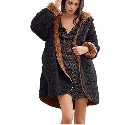 AACH Damen Jacket Hoodies Teddy Fleece Kapuzenpullover Herbst Winter Warm Oberteil Langarm Einfarbig Casual Sweatshirt Kapuzenpullover Pullover Hohe Qualität Elegant Hoodie Sweatshirt von AACH