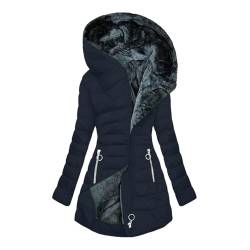 AACH Damen Winterjacke Lang Steppjacke Warmer Gefüttert Wintermantel Winter Outdoor Jacke Fleece Daunenjacke Baumwolle Elegant Pufferjacke Langarm Casual Fleecejacke mit Kapuze Winterparka von AACH