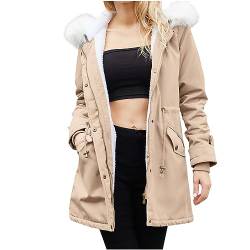 AACH Damen Winterjacke Parka Jacke Fellkapuze Kapuzenjacke Warme sportlicher Mantel mit Kordelzug Outdoorjacke mit Kapuze Wintermantel Winter Verdickte Winterparka Dicke Warm Plüschjacke von AACH