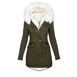 AACH Damen Winterparka Winter Warm Winterjacke mit Tasche Mantel Outdoor Parka Fell Kragen Daunenmantel Dicke Warm Kunstfellkragen Elegant Warme Kapuzenmantel Flauschige Weich Jacke von AACH