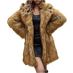 AACH Kunstpelz Mantel Damen Kunstfell Jacke Elegant Kunstpelz Dickes Mantel Winterjacke Stehkragen Schöne Pelzmantel Herbst Winter Pelzjacke damen kleider winter sale von AACH