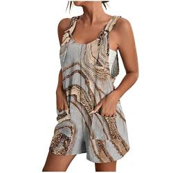 AACH Kurzer Jumpsuit Damen Sommer Ärmellos Playsuit Kurz Latzhose Overall Casual V-Ausschnitt Hosenanzug Einteiler Latzhose mit Taschen Sommerhose Shorts Arbeitshose Strampler Shorts von AACH