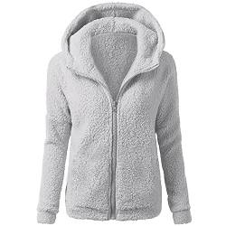 AACH Plüschjacke Damen Fleece Warm Winterjacke Winter Fleecejacke mit Reißverschluss Plüschmantel Verdickte Fleece Wintermantel Einfarbig Fleecemantel Casual Mode Teddyjacken Bequem Jacke von AACH