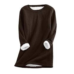 AACH Pullover Damen Herbst Winter Sweatshirt Rundhals Einfarbig Oberteile Teenager Mädchen Teddyfleece Oversize Bequeme Langarmshirt Casual Loose Tops T-Shirt Einfarbig Sweatshirts von AACH