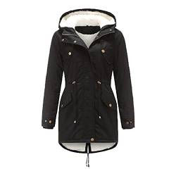 AACH Winterjacke Damen Lang Mit Kapuze Mantel Große Größen Sweatjacke Warm Steppmantel Übergangsmantel Lang Jacke Winter Verdickte Mantel Plüsch Fleecemantel Dicke Warm Winterjacke von AACH