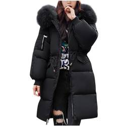 AACH Winterjacke Damen Warm Winter Jacke mit Kapuze Verdicken Gefüttert Warm Jacke Einfach Parka Mantel Puffer Dickes Wintermantel Elastische Taille Daunenmantel mit ReißVerschlüSse Jacke von AACH