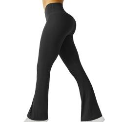 AACH Yogahose Damen Schlaghose Blickdicht Flared Leggings Bootleg Sporthose Bootcut Jogginghose Leicht Luftig Fitnesshose Elastisch Sportlich Jazzpants Hohe Deal des Tages von AACH