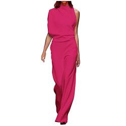 AACH angebote des tages heute blitzangebote Jumpsuit Damen Lang Jumpsuit Ärmelloses O-Ausschnitt Overall Elegant Hosenanzug Weites Bein Romper mit Taschen Strampler Klassisch Ohne Ärmel Latzhosen von AACH