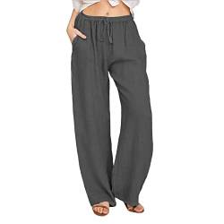 AACH befristetes Angebot Heute Damen Freizeit Hose Sommerhose mit Kordelzug und Taschen Freizeithose Casual Einfarbig Bequeme Leinenhose aus Baumwolle Leinen Stoffhose Einfarbig von AACH