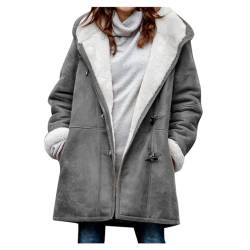 AACH blitzangebote des tages aktuell Winterjacke Damen Fleece Dickes Plüschmantel Winter Thermo Fleece Wintermantel Innenfleece Kuscheljacke Einfarbiges mit Kapuze Fleecepullover von AACH