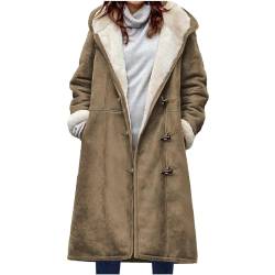 AACH blitzangebote des tages heute aktuell Wintermantel Damen Lang Winterjacke Retro Wildleder Damenmantel Geknöpft Hornknopfjacke mit Innenfleece Plüschmantel Verdicken Winter Wanderjacke von AACH