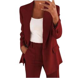 Angebote Tages blitzangebote Hosenanzüge für Damen Elegant Blazer Anzug Set Einfarbig Streetwear Zweiteilig Hosenanzug Business Modern Anzughose Revers Slim Fit Sportlich Büro Outfit von AACH