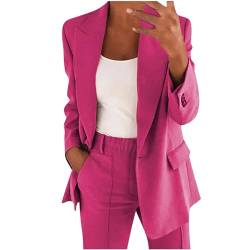 Angebote des Tages Heute Hosenanzüge für Damen Elegant Blazer Anzug Set Einfarbig Streetwear Zweiteilig Hosenanzug Business Modern Anzughose Revers Slim Fit Sportlich Büro Outfit von AACH