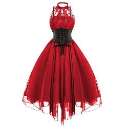 Gothic Kleidung Damen Sexy Spitze Festkleid Off Shoulder Partykleid Ohne Ärmel Ballkleid Bound Waist Abendkleid Korsett Kostüm Festliche Mittelalter Cocktailkleid A Linie Kleider von AACH