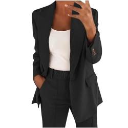 Sale Angebote Damen Hosenanzüge für Damen Elegant Blazer Anzug Set Einfarbig Streetwear Zweiteilig Hosenanzug Business Modern Anzughose Revers Slim Fit Sportlich Büro Outfit von AACH