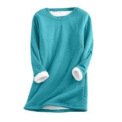 Sweatshirt Damen Pullover Winter Fleecepullover Oversize Warm Teddy Oberteile Herbst Loose Fit Pulli Rundhals Fleece Sweatshirts Solide Stretchy Langarmshirts Mode Einfach Tops von AACH