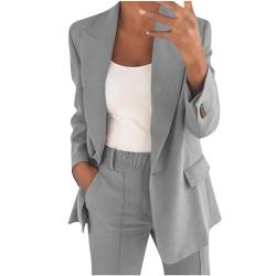 Warehouse Deals Angebote Hosenanzüge für Damen Elegant Blazer Anzug Set Einfarbig Streetwear Zweiteilig Hosenanzug Business Modern Anzughose Revers Slim Fit Sportlich Büro Outfit von AACH