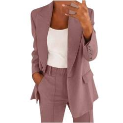 Warehouse Deals Hosenanzug Damen Elegant Business Anzug Set 2-teilig Slim fit Blazer Hose Outfit Casual Sportlich Freizeitanzug Mode Revers Longblazer Lang Hosen Einfarbig von AACH