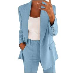 blitzangebote des Tages aktuell Hosenanzug Damen Elegant Business Anzug Set 2-teilig Slim fit Blazer Hose Outfit Casual Sportlich Freizeitanzug Mode Revers Longblazer Lang Hosen Einfarbig von AACH