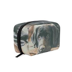 Coole schwarze Hunde-Kosmetiktasche mit Reißverschluss, Kulturbeutel, Reisetasche, für Damen von AAJJINA