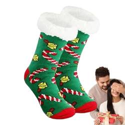 Damen Flauschige Socken - Weihnachtsplüsch warme Socken - Crew-Socken für kaltes Wetter, Vintage-Muster, Socken für Damen, Herren, Kinder, Jungen, Mädchen, Geschenk Aakoma von AAKOMA