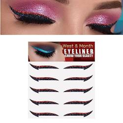 Glitzer-Eyeliner-Aufkleber für die Augen | Sofortige selbstklebende Eyeliner-Schablone 5 Paar - Eyeliner-Werkzeug, Make-up-Aufkleber, glitzernder, langlebiger Aufkleber-Eyeliner für Frauen und Aallyn von AALLYN