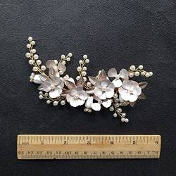 Kopfbedeckungen für Frauen Handgemachte Legierung Strass Perlen Keramik Blume Braut Haarspange Haarspangen Hochzeit Kopfschmuck Frauen Haarschmuck Krone Tiara ( Color : Oro , Size : Gold ) von AAOCLO