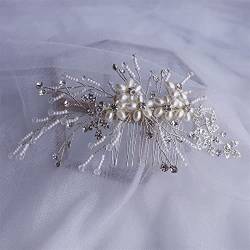 Kopfbedeckungen für Frauen Silber Farbe Brautkamm Haarteil Strass Blumen Hochzeit Zubehör handgefertigte Mode Frauen Kopfschmuck Krone Tiara ( Color : Oro , Size : O370 ) von AAOCLO