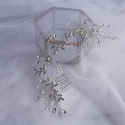 Kopfbedeckungen für Frauen Silber Farbe Brautkamm Haarteil Strass Blumen Hochzeit Zubehör handgefertigte Mode Frauen Kopfschmuck Krone Tiara ( Color : Oro , Size : O391 ) von AAOCLO