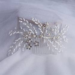 Kopfbedeckungen für Frauen Silber Farbe Brautkamm Haarteil Strass Blumen Hochzeit Zubehör handgefertigte Mode Frauen Kopfschmuck Krone Tiara ( Color : Oro , Size : O841 ) von AAOCLO