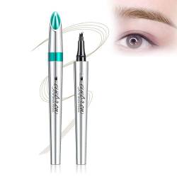 3D Waterproof Microblading Eyebrow Pen 4 Fork Tip Tattoo Pencil, flüssiger Augenbrauenstift, kreiert natürliches, lang anhaltendes und wischfestes Augenbrauen-Make-up (1# Hellbraun) von AAPIKA