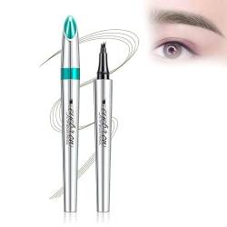 3D Waterproof Microblading Eyebrow Pen 4 Fork Tip Tattoo Pencil, flüssiger Augenbrauenstift, kreiert natürliches, lang anhaltendes und wischfestes Augenbrauen-Make-up (2# Dunkelbraun) von AAPIKA