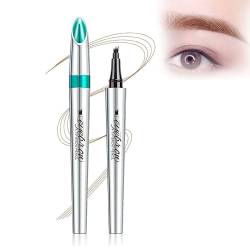 3D Waterproof Microblading Eyebrow Pen 4 Fork Tip Tattoo Pencil, flüssiger Augenbrauenstift, kreiert natürliches, lang anhaltendes und wischfestes Augenbrauen-Make-up (3# Rotbraun) von AAPIKA
