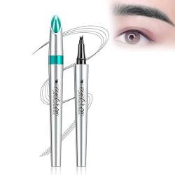 3D Waterproof Microblading Eyebrow Pen 4 Fork Tip Tattoo Pencil, flüssiger Augenbrauenstift, kreiert natürliches, lang anhaltendes und wischfestes Augenbrauen-Make-up (4# Schwarz) von AAPIKA