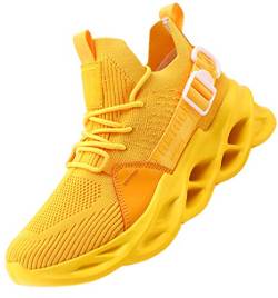 AARDIMI Herren Laufschuhe Fitness straßenlaufschuhe Sneaker Sportschuhe atmungsaktiv Anti-Rutsche Gym Fitness Schuhe (Gelb, Numeric_37) von AARDIMI