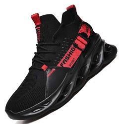 AARDIMI Herren Laufschuhe Fitness straßenlaufschuhe Sneaker Sportschuhe atmungsaktiv Anti-Rutsche Gym Fitness Schuhe (Schwarz rot, Numeric_46) von AARDIMI