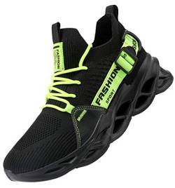 AARDIMI Herren Laufschuhe Fitness straßenlaufschuhe Sneaker Sportschuhe atmungsaktiv Anti-Rutsche Gym Fitness Schuhe (Schwarzgrün, Numeric_39) von AARDIMI