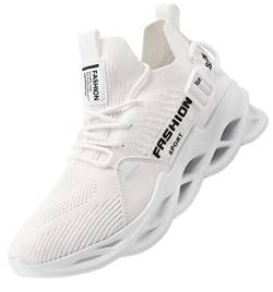 AARDIMI Herren Laufschuhe Fitness straßenlaufschuhe Sneaker Sportschuhe atmungsaktiv Anti-Rutsche Gym Fitness Schuhe (Weiß, Numeric_36) von AARDIMI