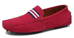 AARDIMI Herren Mokassins Bootsschuhe Wildleder Loafers Schuhe Flache Fahren Halbschuhe Beiläufig Slippers Hausschuh (42, Rot) von AARDIMI