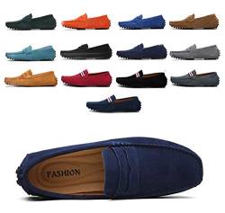 AARDIMI Herren Mokassins Bootsschuhe Wildleder Loafers Schuhe Flache Fahren Halbschuhe Beiläufig Slippers Hausschuh (42 EU, Z-Blau) von AARDIMI
