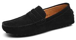 AARDIMI Herren Mokassins Bootsschuhe Wildleder Loafers Schuhe Flache Fahren Halbschuhe Beiläufig Slippers Hausschuh (43 EU, Z-schwarz) von AARDIMI
