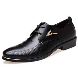AARDIMI Herren Schnürhalbschuhe Hochzeit Schuhe Männer Spitz Oxfords Mann Kleid Leder Schuhe Formale Zapatos Hombre(Hersteller-Größentabelle im Bild Beachten)(42Schwarz) von AARDIMI