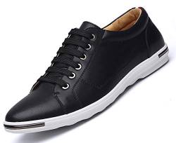 AARDIMI Herren Sneaker Casual Shoes Plus Size 38-50 PU Leather Sneakers Spring Autumn Lace Up Gold Silver Color Men Footwear(Hersteller-Größentabelle im Bild Beachten) (43 EU, Z-schwarz-593) von AARDIMI