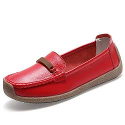 AARDIMI Mokassins Damen Bootsschuhe Loafers Halbschuhe Casual Fahren Schuhe Wildleder Slip on Slipper Erbsenschuhe (42 EU, Z-Rot-1429) von AARDIMI