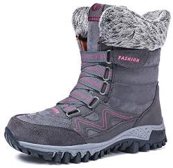 AARDIMI Warm Gefüttert Winterschuhe Damen Schneestiefel Wasserdicht Outdoor Trekking Wanderschuhe Gr. 35-42 (Grau, 36 EU) von AARDIMI