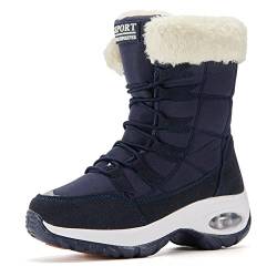 AARDIMI Warm Gefüttert Winterschuhe Damen Schneestiefel Wasserdicht Outdoor Trekking Wanderschuhe Gr. 35-42 (R1-Blau, numeric_42) von AARDIMI