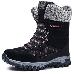 AARDIMI Warm Gefüttert Winterschuhe Damen Schneestiefel Wasserdicht Outdoor Trekking Wanderschuhe Gr. 35-42 (Schwarz, 37 EU) von AARDIMI