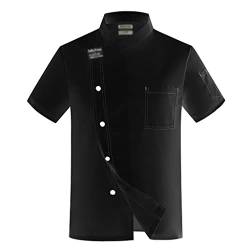 AAREHA Chefkoch Kleidung Personalisierte Chefkoch Mantel Unisex Hotel Küche Kleidung Männer' Sommer Kurz (Color : Black, Size : 3XL) von AAREHA