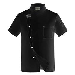 AAREHA Chefkoch Kleidung Personalisierte Chefkoch Mantel Unisex Hotel Küche Kleidung Männer' Sommer Kurz (Color : Black, Size : L) von AAREHA