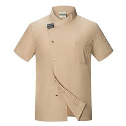AAREHA Chefkoch Kleidung Personalisierte Chefkoch Mantel Unisex Hotel Küche Kleidung Männer' Sommer Kurz (Color : Brown, Size : 3XL) von AAREHA
